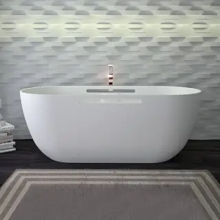 Knief Lotus Ванна из K-Stone отдельностоящая 170х75 см, с ручками, цвет: белый матовый 0600-610-01