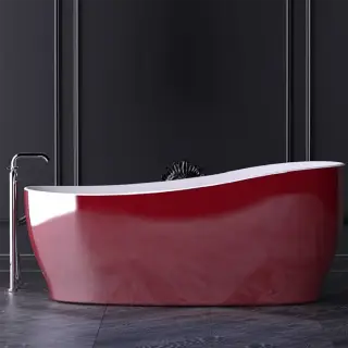 Knief Relax Ванна из Acrylic отдельностоящая 180х85 см, цвет: внутри белый, снаружи бордовый глянец 0100-078-06 Bordeaux red