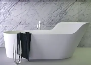 Knief Glow Ванна из K-Stone отдельностоящая 182х82 см, правая, со сливом, цвет: белый матовый 0600-061-01/R bi matt