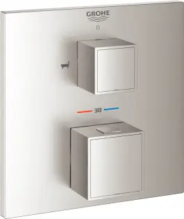 Grohe Grohtherm Cube Термостатический смеситель для ванны с душем встраиваемый, цвет: суперсталь 24155DC0