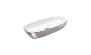 Catalano Zero Раковина чаша 80x40x14h см, без перелива, покр. Cataglaze, цвет: серебро/белый глянц. 0622800041