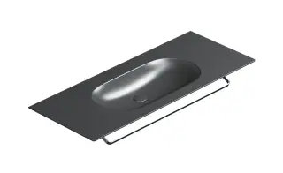 Catalano Sfera Раковина подвесная 125x50 см, без перелива, покрытие Cataglaze, цвет: черный матовый 0521260022