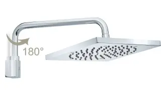 Bossini Cube Верхний душ 26x26 см, 1 вид струи, кронштейн настенный 33,7 см, цвет: chrome H55715.030