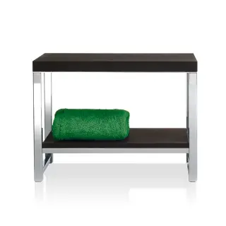 Decor Walther Wood SM Скамейка с полкой 60x30xh44 см, цвет сталь полированная темный ясень 0927185