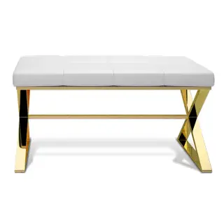 Decor Walther Bench Скамейка 81x41xh43 см, экокожа, цвет золото белый 0508928