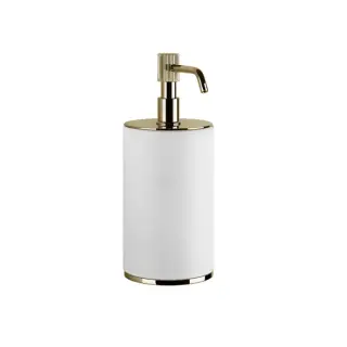 Gessi Venti20 Дозатор для жидкого мыла настольный, с белой колбой, цвет: Brass PVD 65437#710