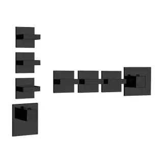 Gessi Rettangolo Термостат для душа встраиваемый на 3 потребителя, внешняя часть, цвет: matte black 43216#299