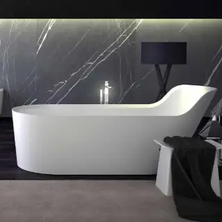 Knief Pearl Ванна из K-Stone отдельностоящая 182х81 см, со сливом-переливом, цвет: белый матовый 0600-050-01