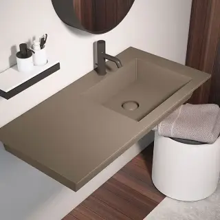 Cielo Era Раковина подвесная 80x46xh14 см, SX, с 1 отв., под смеситель, цвет: Fango ERLA80SXFN