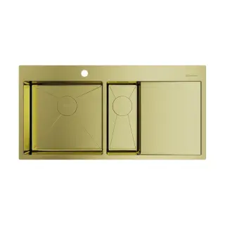 Omoikiri Akisame 100-2-L-LG Кухонная мойка нерж. сталь 100x51 см, цвет: светлое золото 4973089