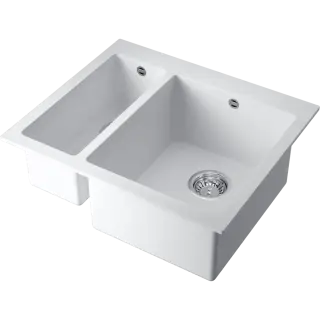 Omoikiri Bosen 59-2-WH Кухонная мойка Tetogranit 59x50 см, цвет: белый 4993152