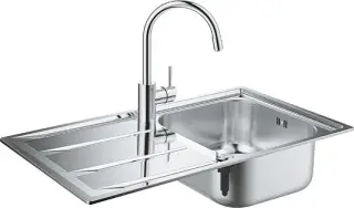 Grohe Concetto Комплект: мойка K400 31566SD0 + смес. для мойки Concetto 32663001, цвет: нерж. сталь 31570SD0