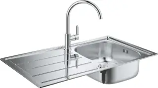 Grohe Bau Комплект: кухонная мойка K200 и смес. для мойки BauEdge 31367000, цвет: нержавеющая сталь 31562SD0