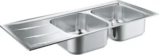 Grohe K400 Кухонная мойка двойная из нержавеющей стали 116x20 см, с крылом, цвет: нержавеющая сталь 31587SD0