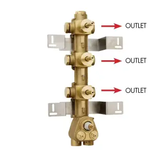 Bossini Встраиваемая часть с 3 запорными клапанами, 3 потребителя Z030202000