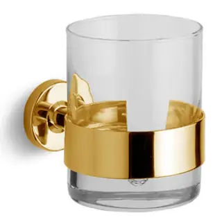 Bertocci Cinquecento Стакан для зубных щеток подвесной, стеклянный прозрачный, цвет: золото 110 0500 5000