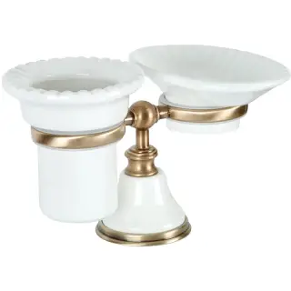 TW Harmony 141 Стакан с мыльницей на настольном держателе, керамика, цвет: бронза TWHA141bi/br