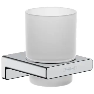 Hansgrohe AddStoris Стакан для зубных щеток подвесной, матовое стекло, латунь цвет: хром 41749000