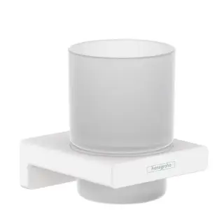 Hansgrohe AddStoris Стакан для зубных щеток подвесной, матовое стекло, латунь цвет: белый 41749700