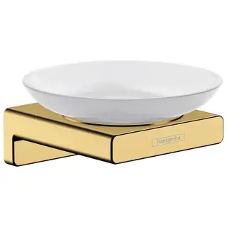Hansgrohe AddStoris Мыльница подвесная со стеклянной чашей, латунь цвет: золото 41746990