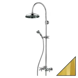 Bossini Retro Душевая стойка: смеситель, ручной и верхний душ, 1 вид струи, шланг, цвет: gold L01526.021