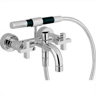 Cisal Barcelona Смеситель настенный для ванны с ручной лейкой, держателем, цвет: Chrome BA00010321