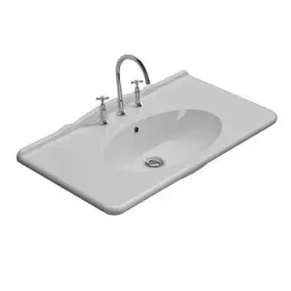 Globo Paestum Раковина подвесная 100x55 см, с переливом и креплением, без д/к, цвет: белый глянцевый PA023BI