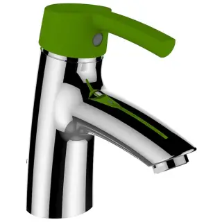 Laufen Florakids Смеситель для раковины, с донным клапаном, цвет: хром/зеленый 3.1165.1.014.111.1