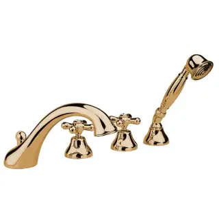 Nicolazzi Nuova Brenta Смеситель на борт ванны на 4 отверстия, излив 20 см, цвет Gold Brass 2504GB