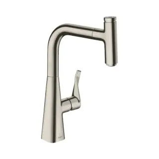 Hansgrohe Metris Select Смеситель для кухонной мойки, с выдвижным изливом, цвет: нержавеющая сталь 14857800