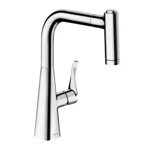 Hansgrohe Metris M71 Смеситель для кухонной мойки однорычажный 320 с выдвижным изливом, цвет: хром 73801000