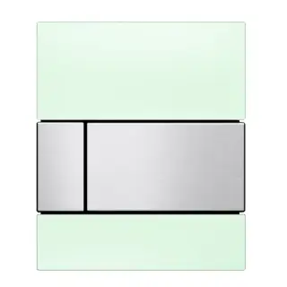 Tece Square Кнопка смыва с покрытием от отпечатков, стекло, цвет: мятный зеленый/нерж. сталь, сатин 9242804