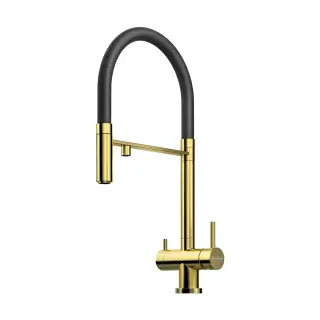 Omoikiri Kanto-LG Смеситель для кухни с гибким изливом и возм. подкл. фильтр, светлое золото 4994014