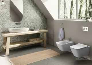 Catalano Green Биде подвесное 37x55 см, 1 отв., с переливом, покр. Cataglaze, цвет: белый глянцевый 0418551001