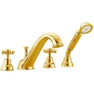 Cisal Arcana Ceramic Смеситель на борт ванны на 4 отверстия, цвет: 24K Gold AC00026424