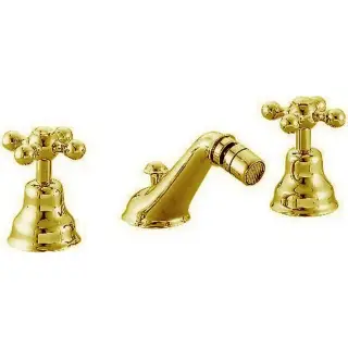 Cisal Arcana Ceramic Смеситель для биде на 3 отверстия, с донным клапаном, цвет: 24K Gold AC00122024