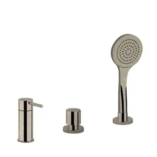 Gessi Emporio Via tortona Смеситель на борт ванны, на 3 отв., с ручным душем, цвет: Finox Br Nickel 18643#149