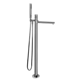 Gessi Ovale Смеситель для ванны напольный, с ручн. душем, внешняя часть, излив 24 см, цвет: chrome 24964#031