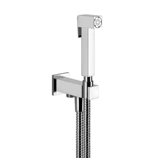 Gessi Rettangolo Гигиенический душ, держатель с подводом воды, шланг 125 см, цвет: chrome 20023#031