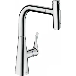 Hansgrohe Metris Select M71 Смеситель для кухонной мойки однорычажный 240, с выдв. излив. цвет: хром 73822000