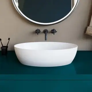 Salini Alda 01 Раковина мебельная S-Sense, округлая, 58х35х15h см, цвет: белый глянцевый 110611G