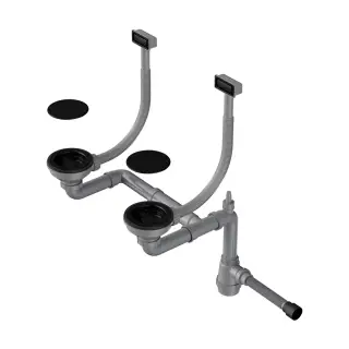 Omoikiri WK-2C-GB Арматура для двухчашевых моек с прямоугольными переливами цвет: графит 4956759