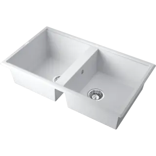 Omoikiri Tedori 86-2-WH Кухонная мойка Tetogranit 86x51 см, цвет: белый 4993927