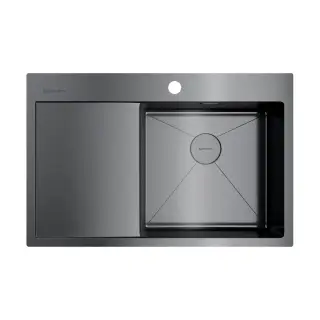 Omoikiri Akisame 78-R-GM Кухонная мойка нерж. сталь 78x51 см, цвет: вороненая сталь 4973100