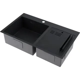 Omoikiri Akisame 86-2 Side-GB Кухонная мойка из нержавеющей стали 86x51 см, цвет: графит 4997047