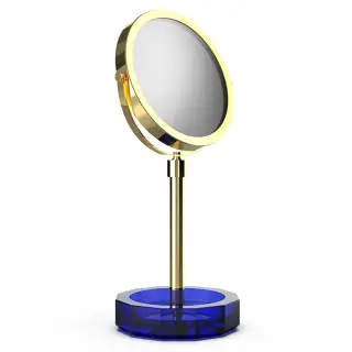 Decor Walther Kristall KSA Косметическое зеркало, 5x увеличение d15 см, цвет: синий/золото 0941895