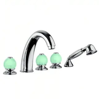 Bongio Rivoli Смеситель на борт ванны, на 5 отв., с лейкой, цвет: хром/Emerald 05531CR07D