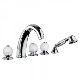 Bongio Rivoli Смеситель на борт ванны, на 5 отв., с лейкой, цвет: хром/Cristallo 05531CR00D