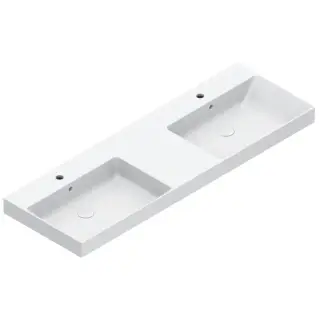 Catalano Zero Раковина двойная 150х50 см, 2 отверстия под смеситель, перелив, цвет: белый глянцевый 0121522001
