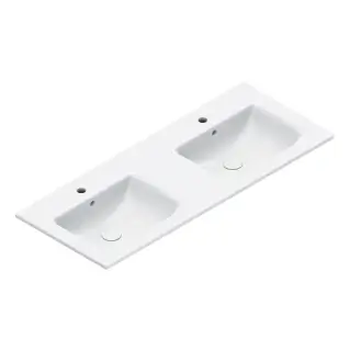 Catalano Italy Раковина двойная 125х50 см, 2 отверстия под смеситель, перелив, цвет: белый глянцевый 0721272001